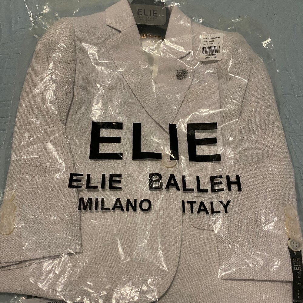 Elie Balleh Boys Slim Fit Classic Blazer Size 4/5 New With Tags was $204